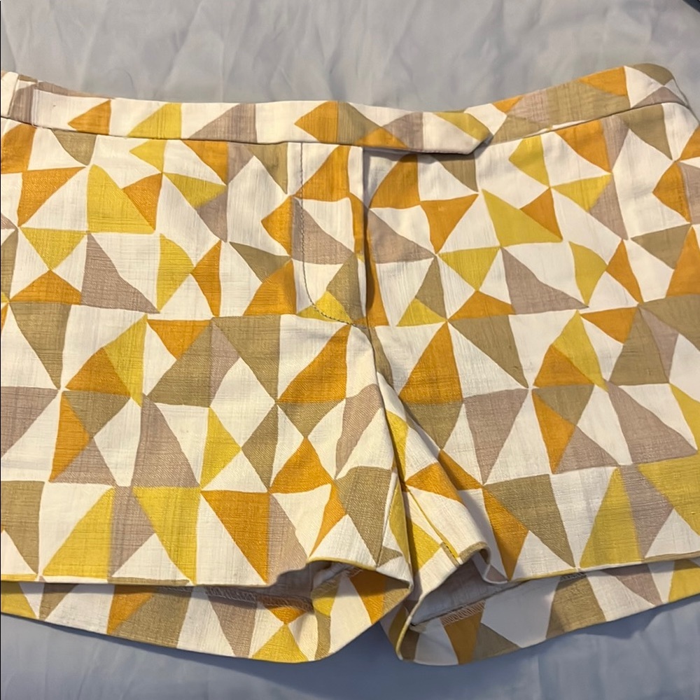 J. Crew Yellow and Tan Geometric Women's Shorts